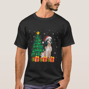 Ugly English Setter Santa Hat Christmas Lights Dog T-Shirt