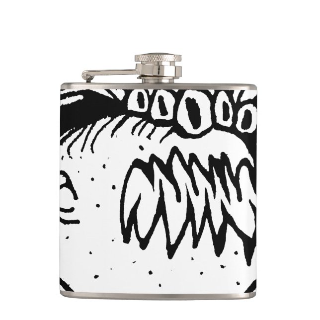 Ugly fantasy monster drawing flask (Front)