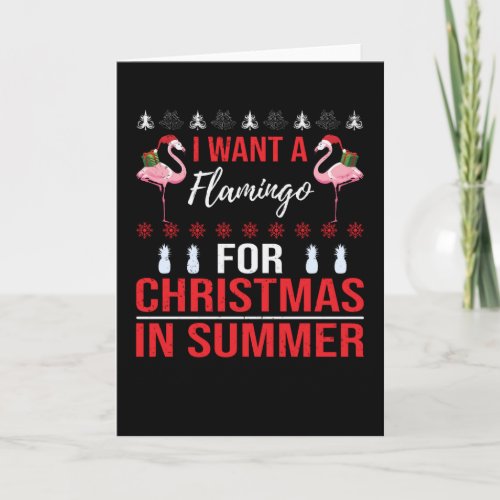 Ugly Flamingo Summer Merry Christmas In July Card
