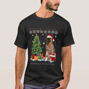Ugly German Shepherd Dog Santa Hat Christmas Tree T-Shirt