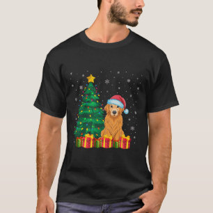 Ugly Golden Retriever Santa Hat Christmas Lights D T-Shirt