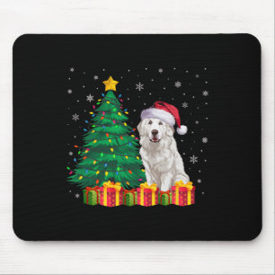 Ugly Great Pyrenees Santa Hat Christmas Lights Dog Mouse Pad