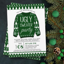 Ugly Green Christmas Sweater Holiday Party Invitation
