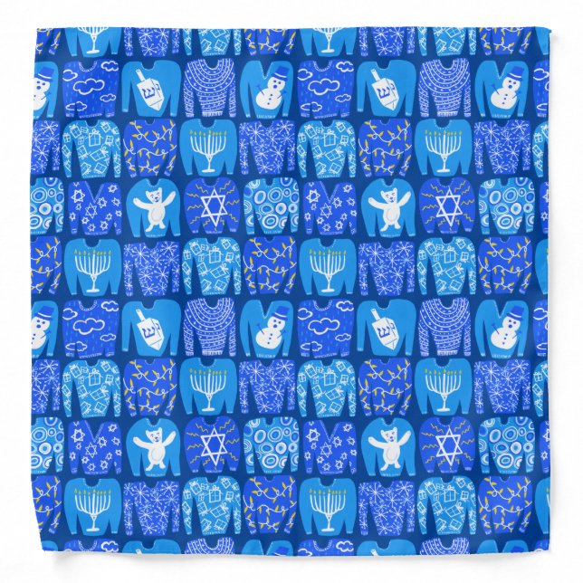 Ugly Hannukah Sweaters Cute Holiday Pattern Bandana (Front)