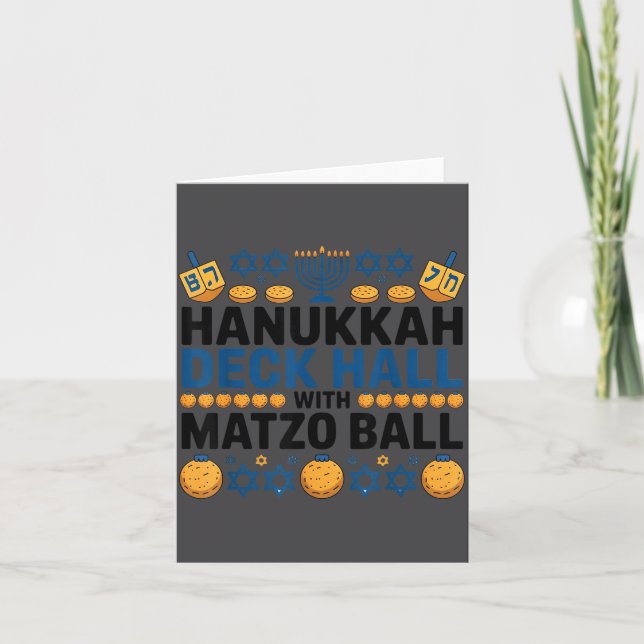 Ugly Hanukkah Deck Hall With Matzo Ball Chanukah  Card (Front)