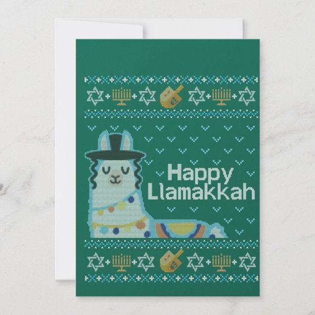 Ugly Hanukkah Llama Llamakkah Invitation (Front)