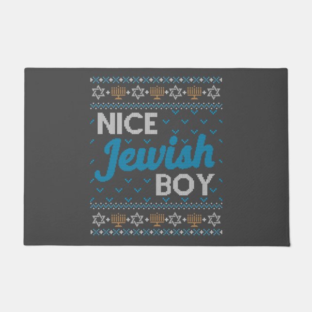 Ugly Hanukkah Nice Jewish Boy Matching Doormat (Front)