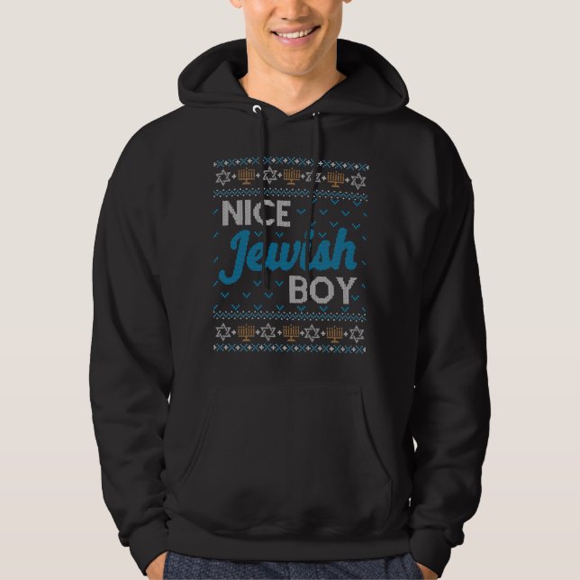 Ugly Hanukkah Nice Jewish Boy Matching Hoodie (Front)