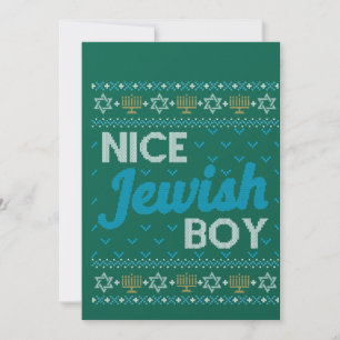 Ugly Hanukkah Nice Jewish Boy Matching Invitation