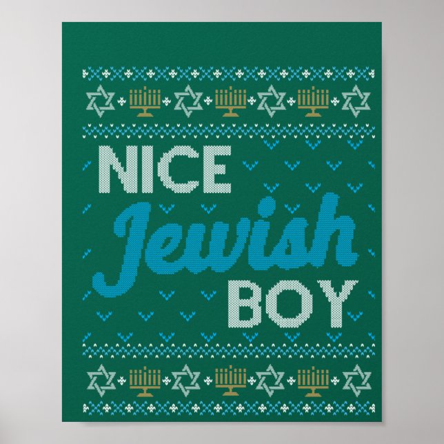 Ugly Hanukkah Nice Jewish Boy Matching Poster (Front)