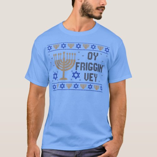 Ugly Hanukkah Pajama Menorah Oy Vey Yiddish Jewish T_Shirt