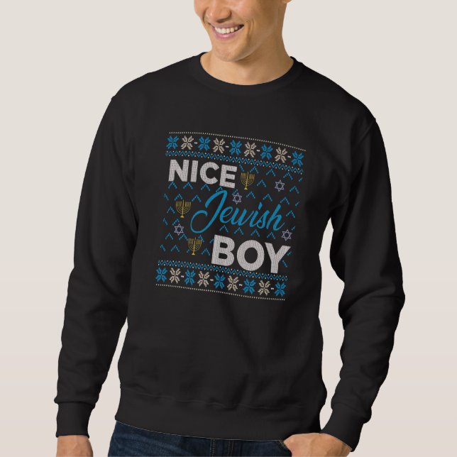 Ugly Hanukkah Pajamakah  Chanukah PJs Jew Jewish Sweatshirt (Front)
