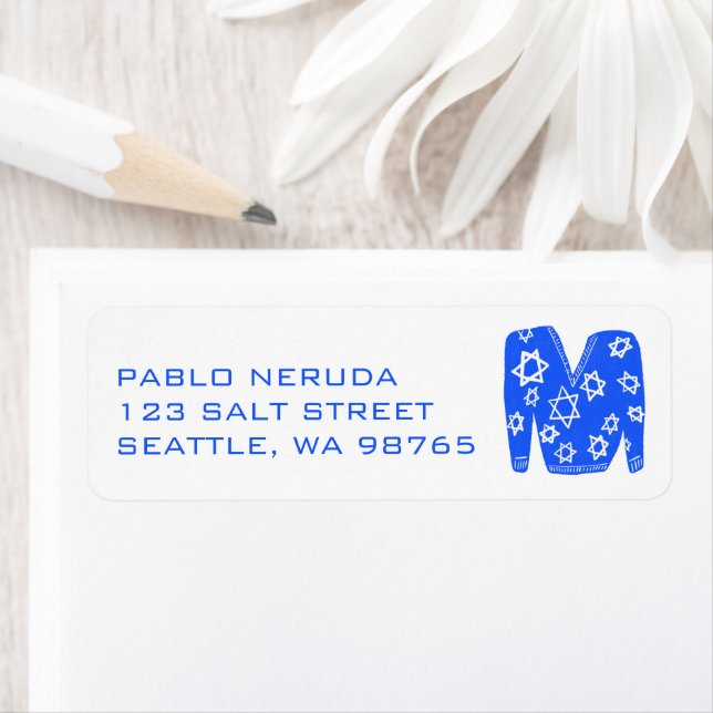Ugly Hanukkah Sweater Cute CUSTOM Mailing Address Label (Insitu)