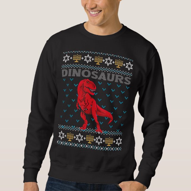 Ugly Hanukkah Sweater Dinosaurus Jewish Dinosaur X (Front)