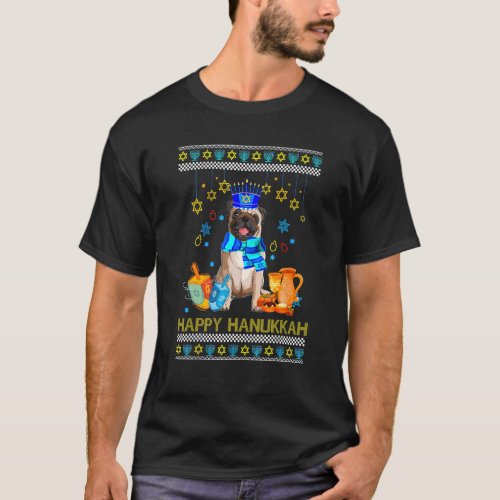 Ugly Hanukkah Sweater Jewish Pug Dog Menorah