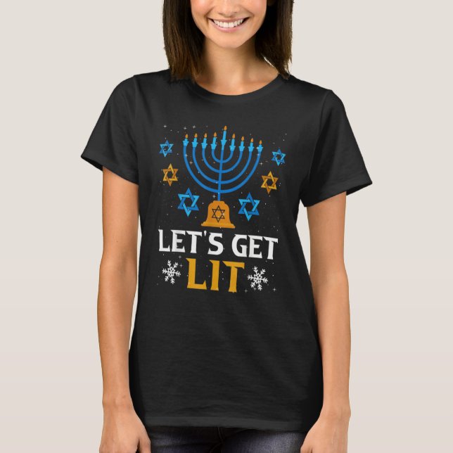 Ugly Hanukkah Sweater Lets Get Lit Menorah (Front)