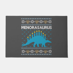 Ugly Hanukkah Sweater, Menorasaurus, Jewish Dinosa Doormat