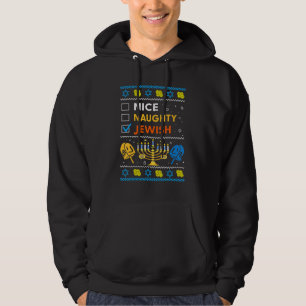 Ugly Hanukkah Sweater Nice Naughty Jewish Kids Gir