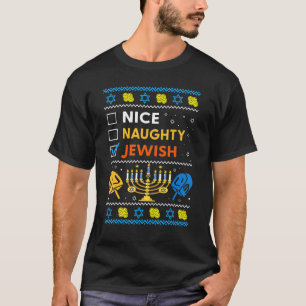 Ugly Hanukkah Sweater Nice Naughty Jewish Kids Gir