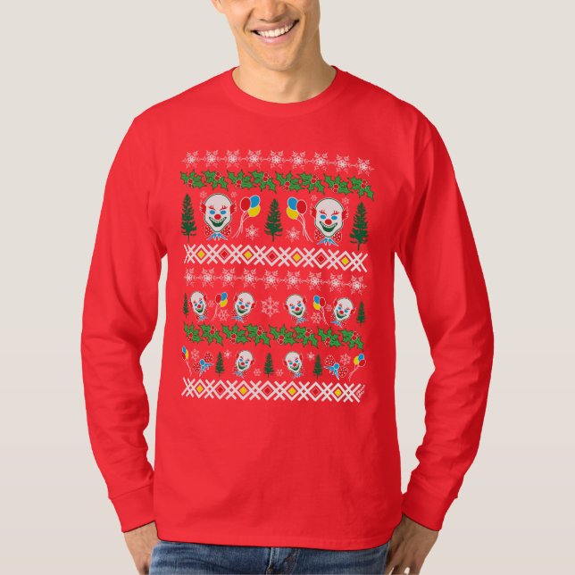 Ugly Holiday Christmas Clowns T-Shirt (Front)