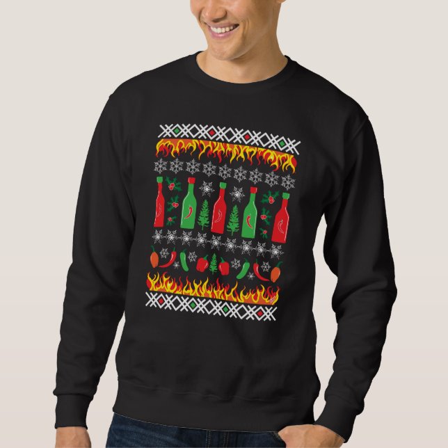 Ugly Holiday Christmas Hot Sauce Sweatshirt (Front)
