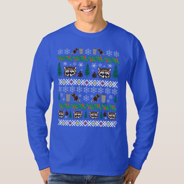 Ugly Holiday Christmas Racoon T-Shirt (Front)