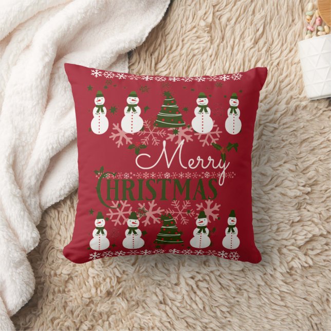 Ugly Holiday Sweater Merry Christmas Throw Pillow (Blanket)
