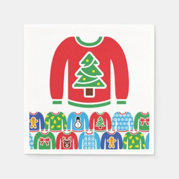 Ugly Holiday Sweater Party Xmas Christmas Tre Napk Napkins by PineAndBerry at Zazzle