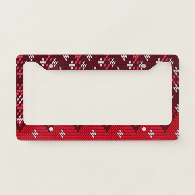 Ugly Holidays Sweater Folk Pattern License Plate Frame (Front)