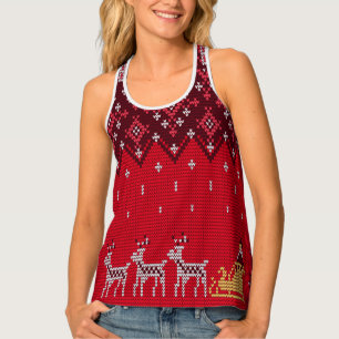 Ugly Holidays Sweater Folk Pattern Tank Top