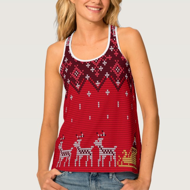 Ugly Holidays Sweater Folk Pattern Tank Top (Front)
