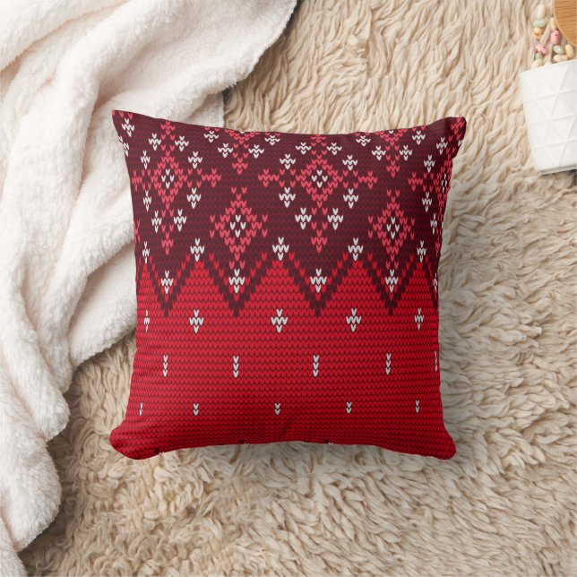 Ugly Holidays Sweater Folk Pattern Throw Pillow (Blanket)
