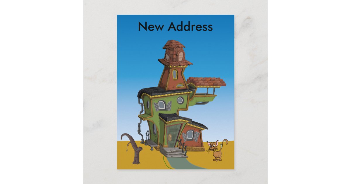 Ugly House New Address Announcement Postcard Zazzle