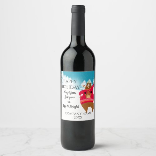 Ugly Jumper Christmas Greeting from your company Wine Label