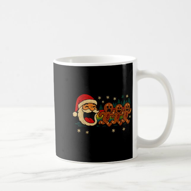 Ugly Knit Santa Chasing Gingerbread Funny Holiday  Coffee Mug (Right)
