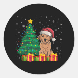 Ugly Labrador Santa Hat Christmas Lights Dog Lover Classic Round Sticker