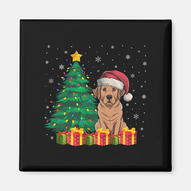 Ugly Labrador Santa Hat Christmas Lights Dog Lover Magnet (Front)