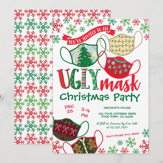 Ugly Mask Christmas Party Invitation (Front/Back)