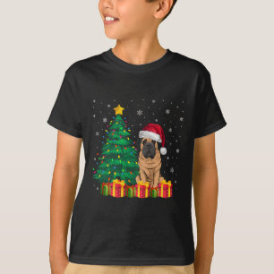 Ugly Mastiff Santa Hat Christmas Lights Dog Lover T-Shirt