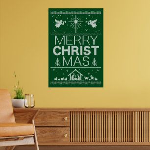 Ugly Merry Christmas Green Sweater Christian Fun Poster