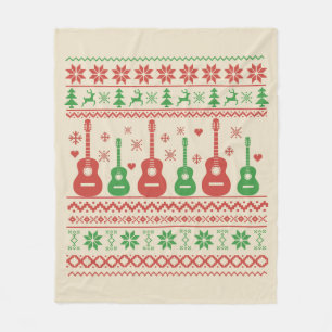 Ugly Merry Christmas sweater acoustic guitar Fleece Blanket