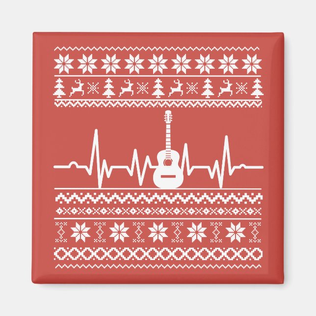 Ugly Merry Christmas sweater acoustic guitar Magnet (Front)