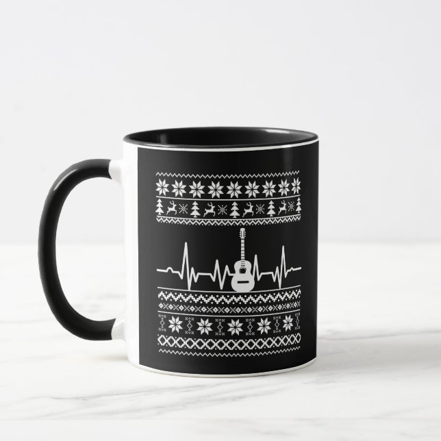 Ugly Merry Christmas sweater acoustic guitar Mug (Left)