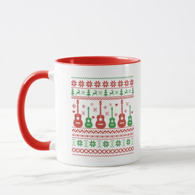 Ugly Merry Christmas sweater acoustic guitar Mug (Left)
