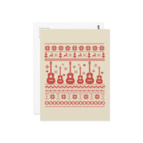 Ugly Merry Christmas sweater acoustic guitar Postcard