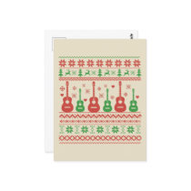 Ugly Merry Christmas sweater acoustic guitar Postcard