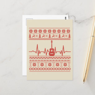 Ugly Merry Christmas sweater acoustic guitar Postcard