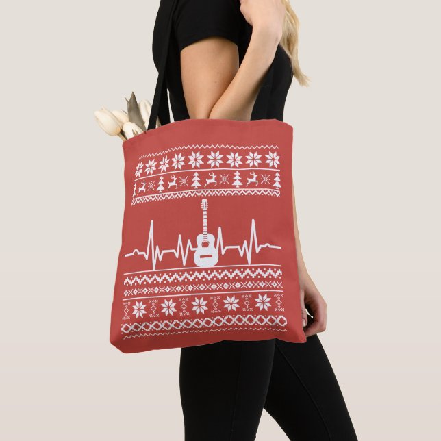 Ugly Merry Christmas sweater acoustic guitar Tote Bag (Close Up)