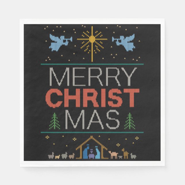 Ugly Merry Christmas Sweater Christian Christ      Paper Napkins (Front)