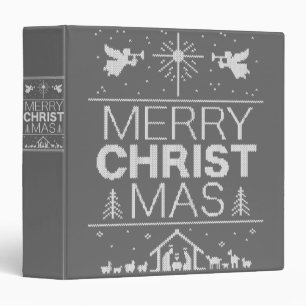 Ugly Merry Christmas Sweater Christian Jesus God Binder